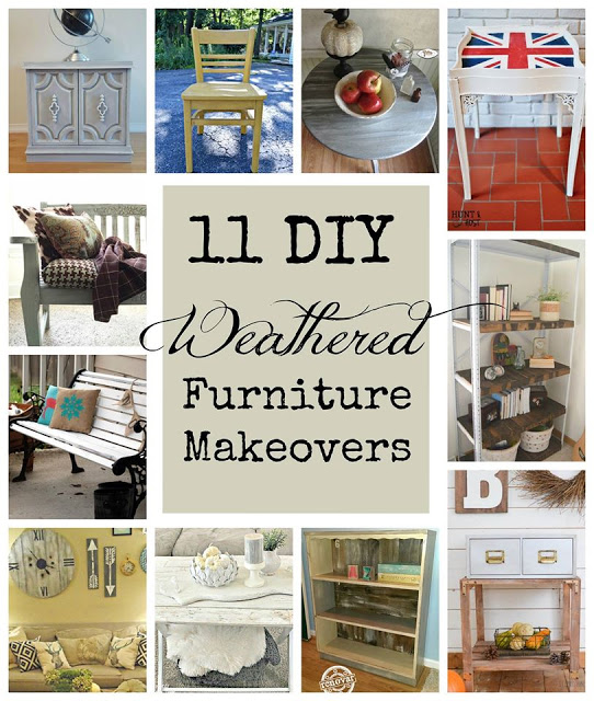 weathered painted furniture grey distressed DIY makeover