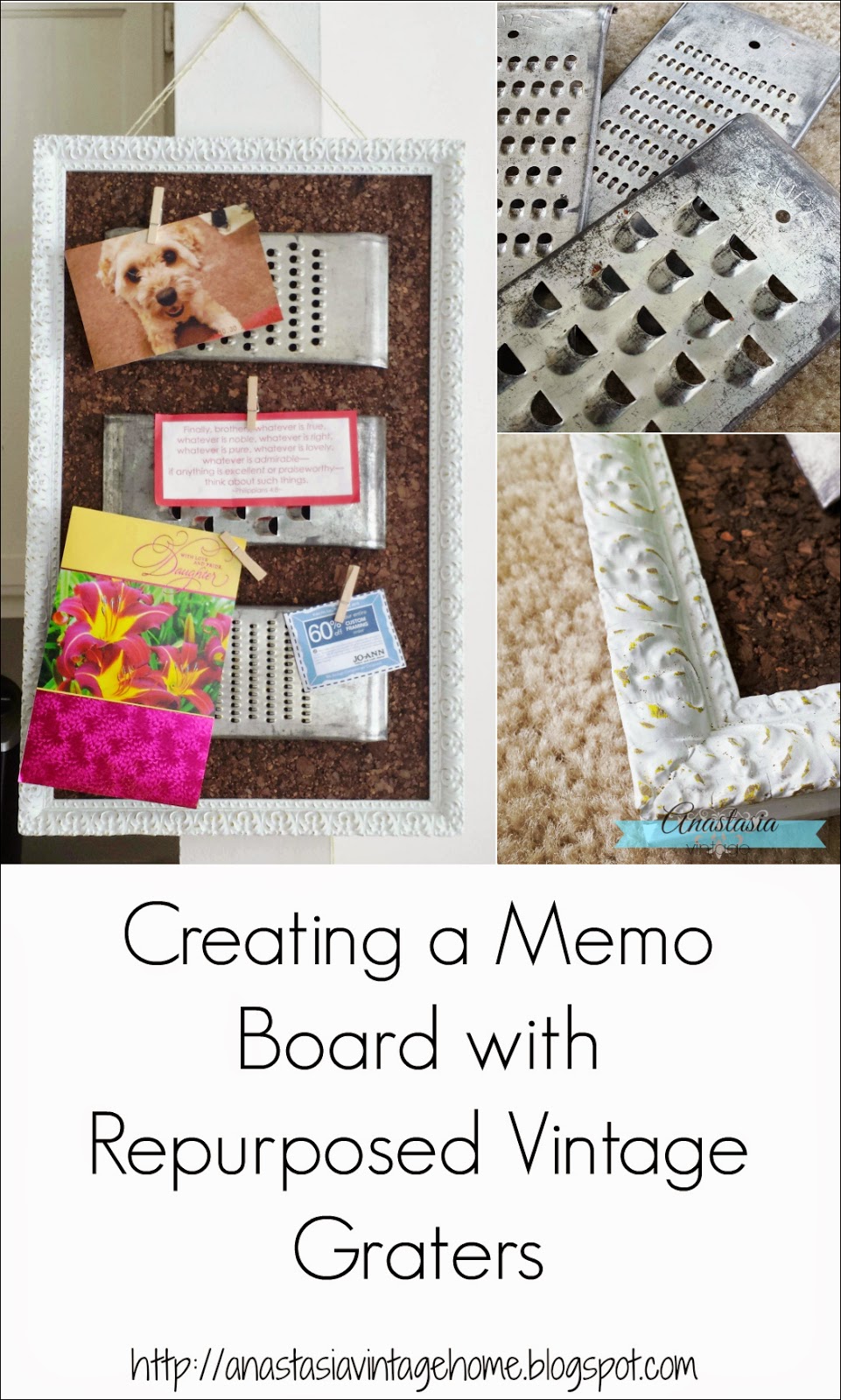 repurposed upcycled vintage grater cork memo board