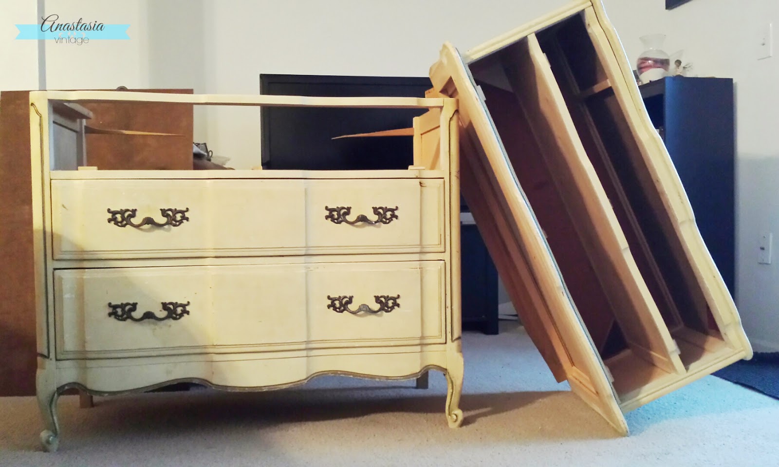 broken french provincial dresser