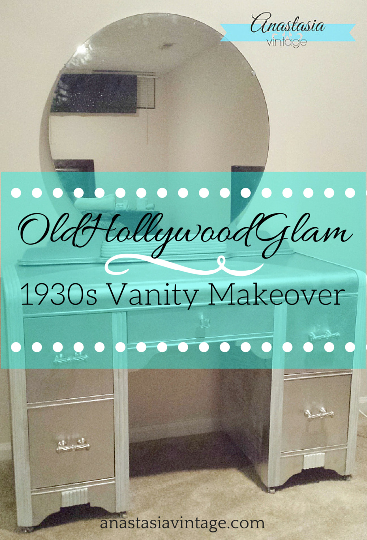 1930s Faux Silver Leaf Vanity Makover with Rustoleum spray paint