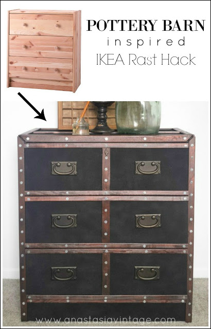 A designer-inspired look on a modest budget! See how I turned a plain IKEA dresser into a Pottery Barn-inspired masterpiece!