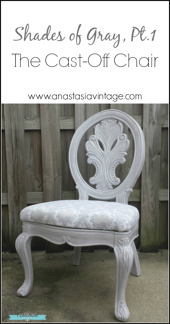 painted lilac grey vintage chair damask upholstery