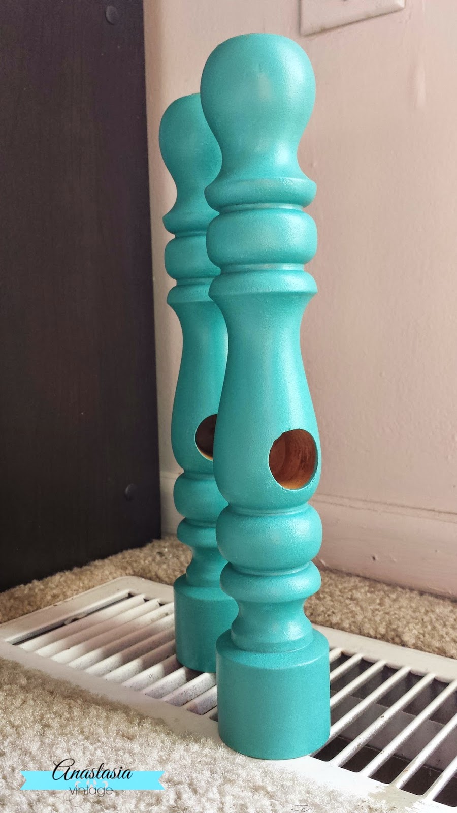 teal painted vanity legs