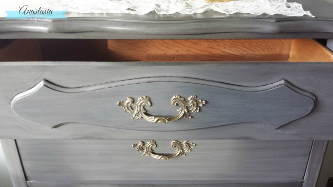 French Provincial wood drawer in General Finishes Driftwood