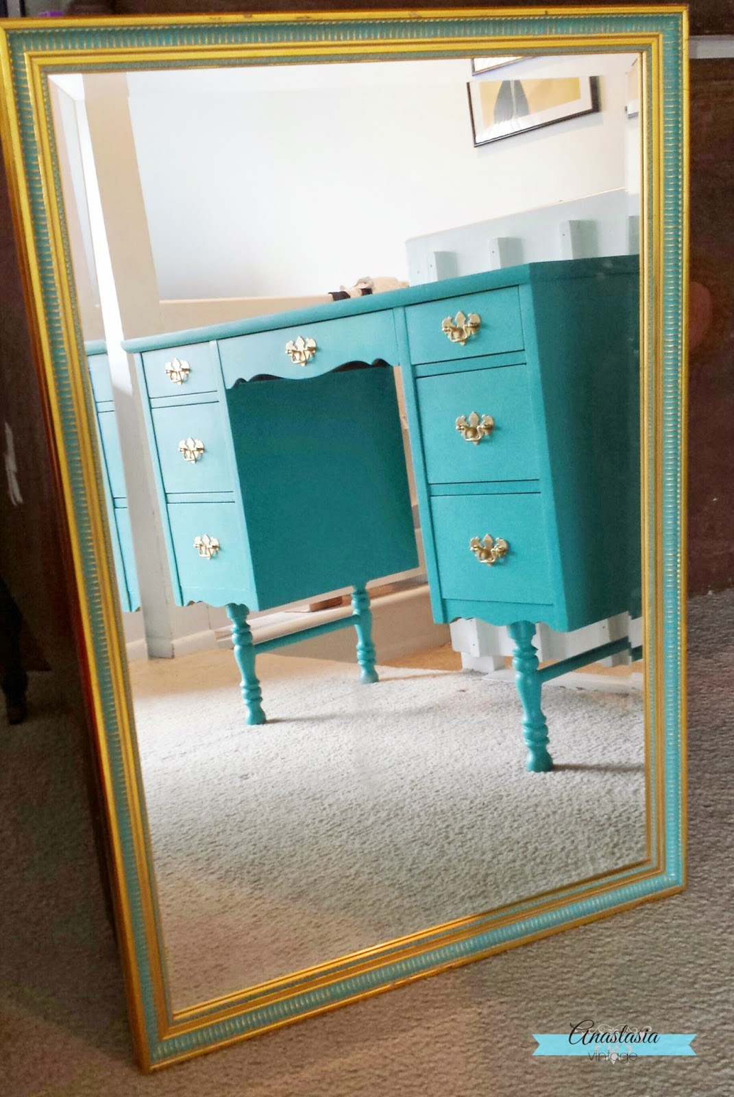teal & gold mirror