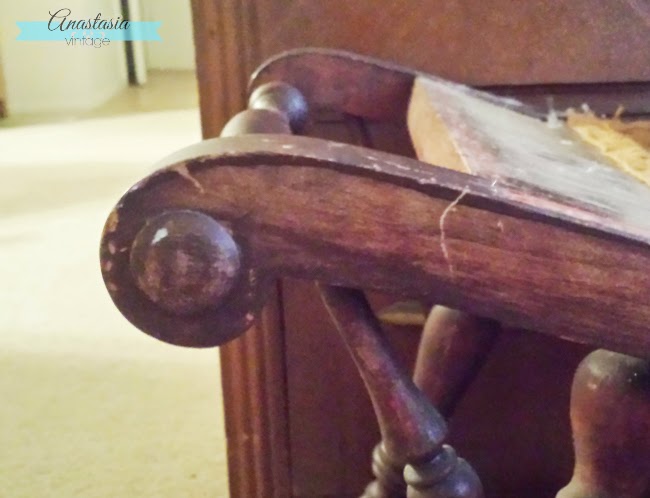 worn mahogany antique Victorian seat wood before restoration