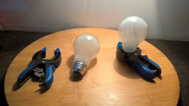 lightbulbs in clamps