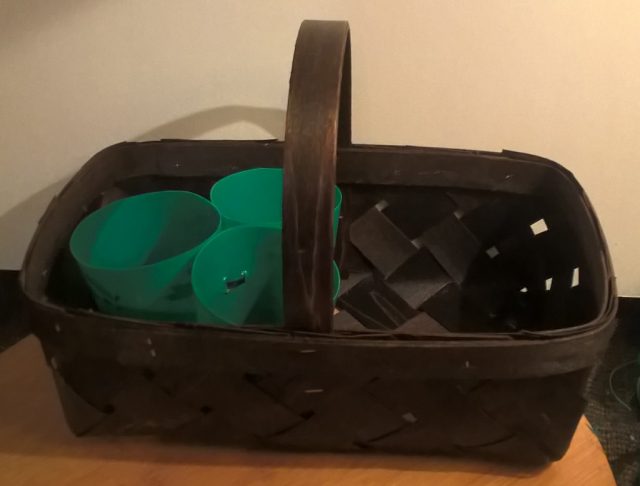 Disposable Gift Basket into an Attractive Utensil Caddy