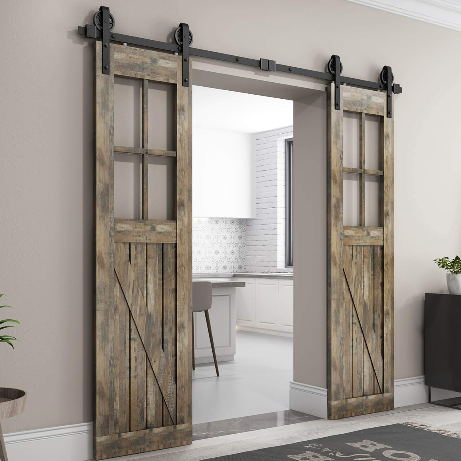 Interior Wooden Sliding Barn Doors With Hardware For House Buy Solid ...